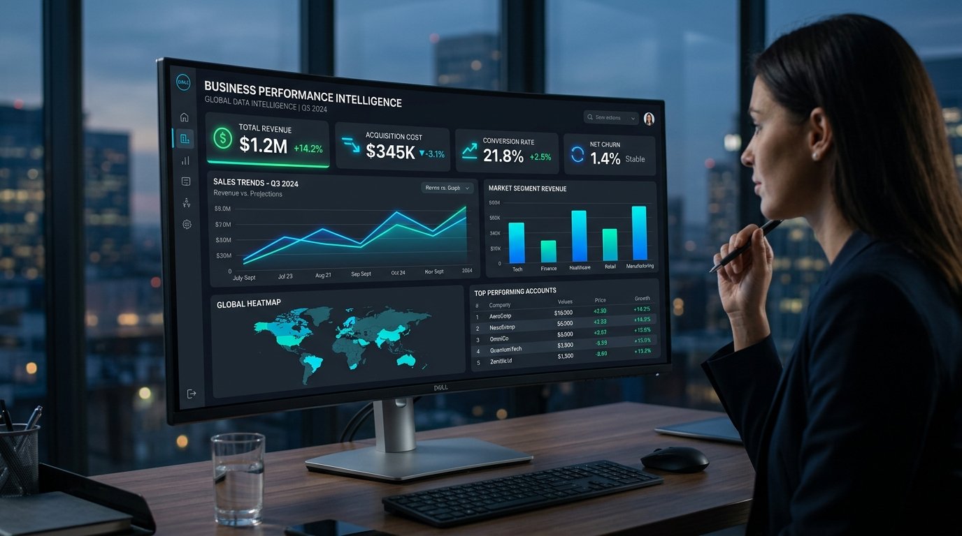 Operational performance data graphs on a monitor screen